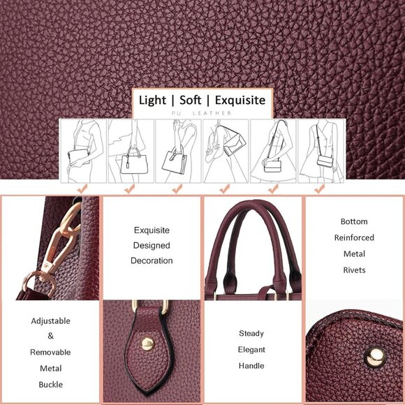 Purses and Handbags for Women Leather Crossbody Bags Women's Tote Shoulder Bag - Picture 7 of 7